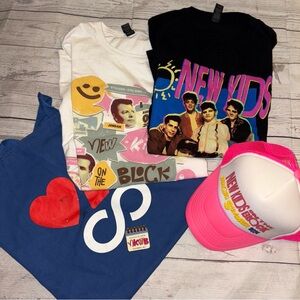 EUC New Kids on the Block 2024 Merch Concert T-shirts XL, bag, trucker hat pin